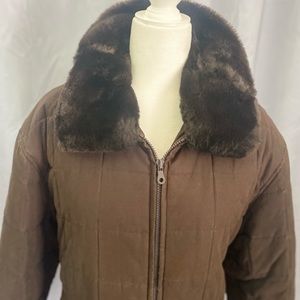 ANDREW MARC chocolate puffer coat.